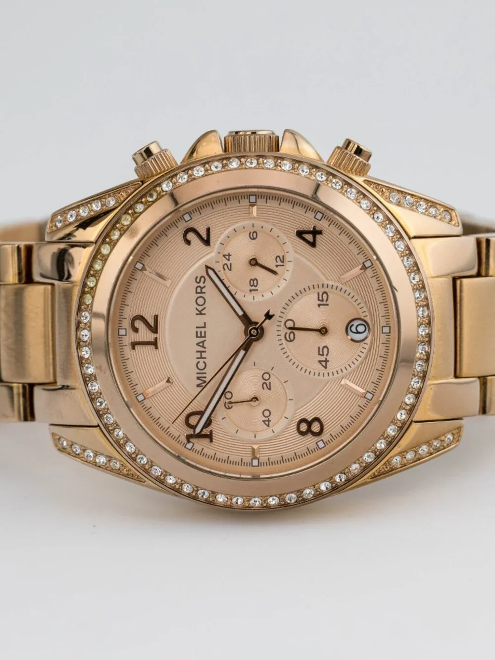 Michael Kors MK-5263 Crystal Chronograph Quartz Analog Women's Watch New Battery